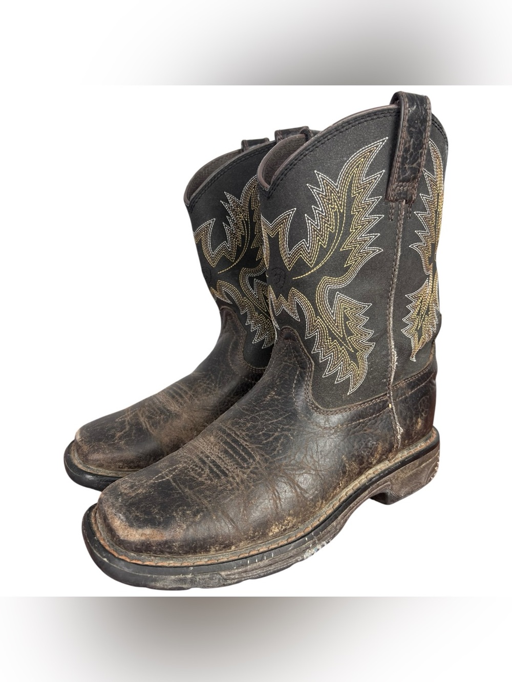 ARIAT Boys' Brown Workhog Western Boots Square Toe US Size 2 (100214552)